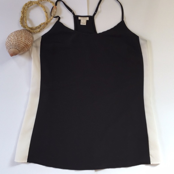 J. Crew Tops - J CREW Black/White Paneled Chiffon Top